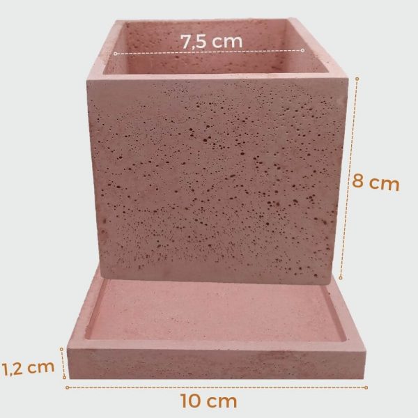 Venta de macetero de cemento cuadrado rojo tamaño pequeño